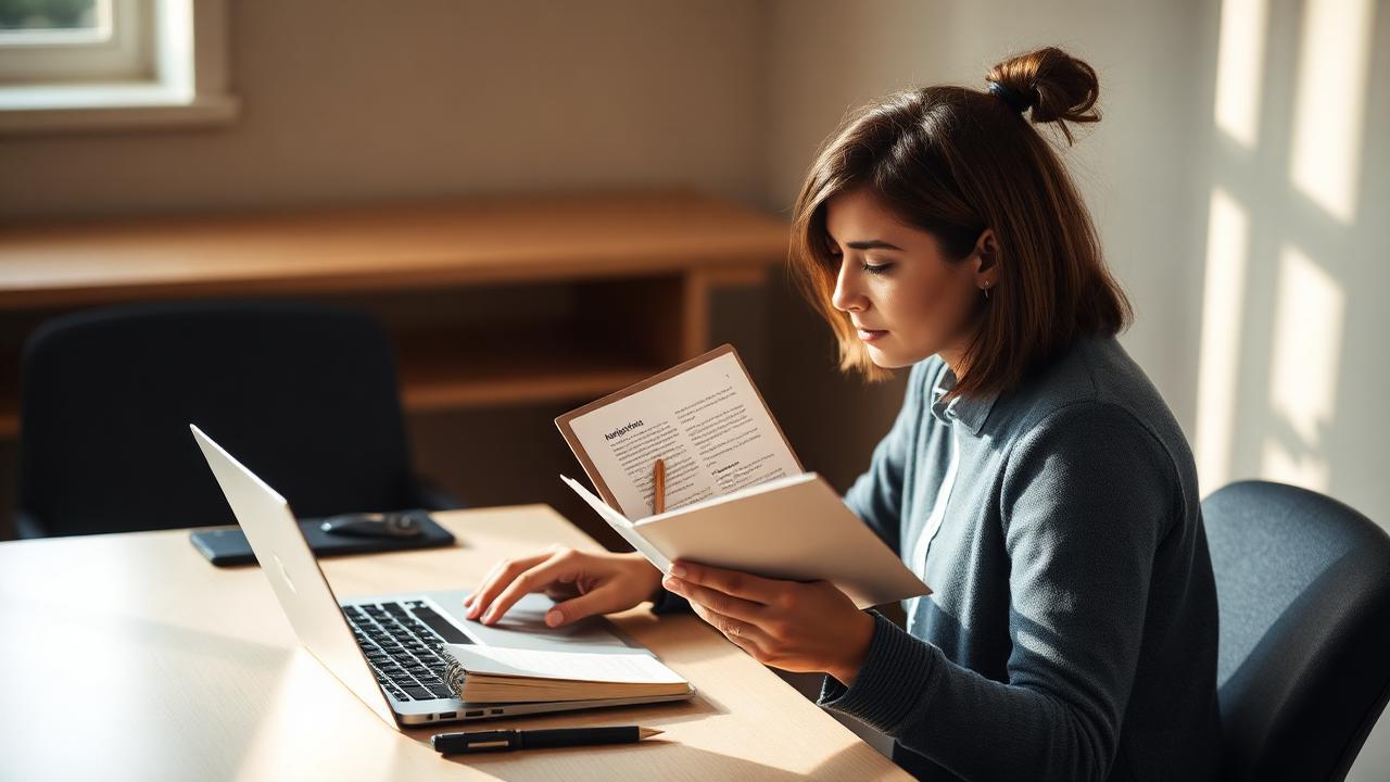 Job seeker working through applications on a laptop beside a notebook of targets